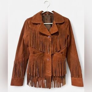 Source Unknown Brown Suede Fringe Jacket